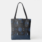 Tote Bag Zodiaque magic | Dark Navy Blue Gothic Skull (Dos)