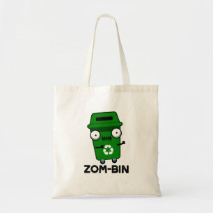 Tote Bag Zom-bin Funny Halloween Zombie Trash Bin Pun