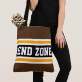 Tote Bag ZONE DE FIN Gras Athlétisme Brown Jaune Bande Noir (De près)