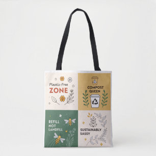Tote Bag Zone sans plastique - Conception écologique