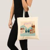 Tote Bag Zurich Travel Art, Suisse Travel Art, Retro (Devant (produit))