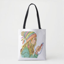 Tote Tas Boho Hoed Meisje