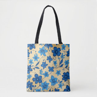 ToteElegant Blue Floral Canvas tas