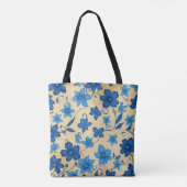 ToteElegant Blue Floral Canvas tas (Achterkant)