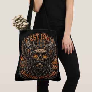 ToteEst 1969 Baardige Schedel Biker Draagtas