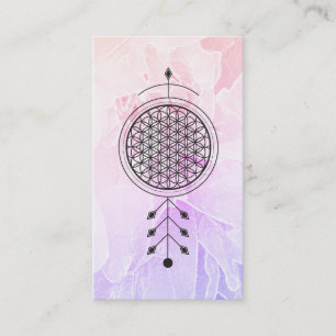 *~* Totem Flower of Life Pastel Floral Reiki Yoga Visitekaartje