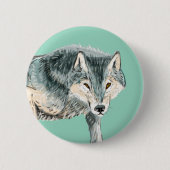 Totem polar wolf ronde button 5,7 cm (Voorkant)