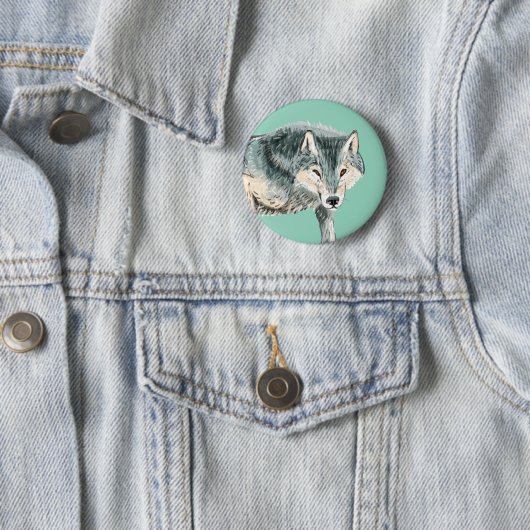 Totem polar wolf ronde button 5,7 cm (In situ)