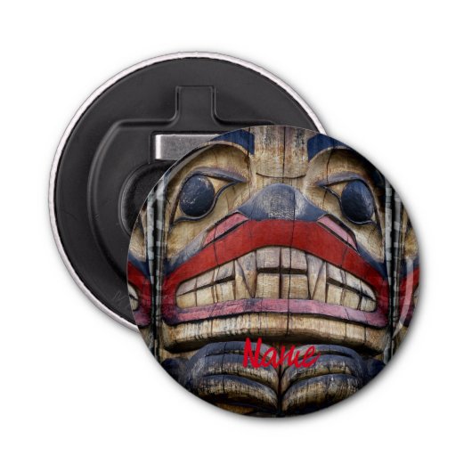 Totem Pole Face Thunder_Cove Button Flesopener (Voorkant)
