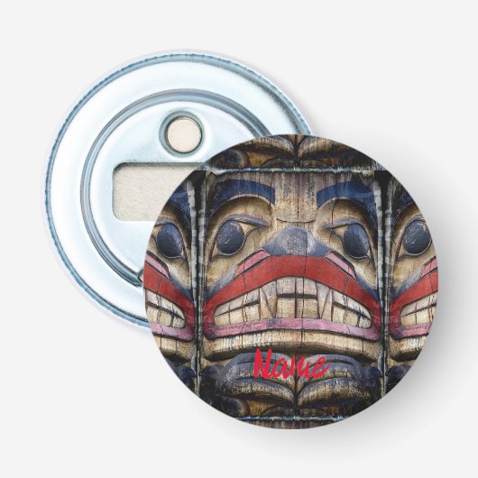 Totem Pole Face Thunder_Cove Button Flesopener (Voorkant)