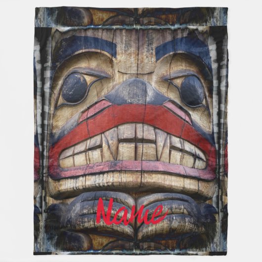 Totem Pole Face Thunder_Cove Fleece Deken (Voorkant)