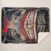 Totem Pole Face Thunder_Cove Sherpa Deken (Voorkant (horizontaal))