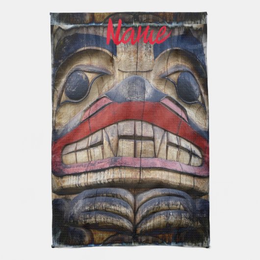 Totem Pole Face Thunder_Cove Theedoek (Verticaal)
