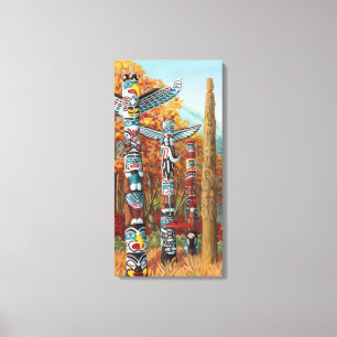 Totem Polen schilderen Canvas Prints
