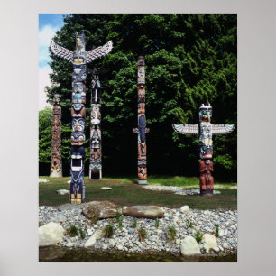Totem poles, Vancouver, Brits Colombia Poster