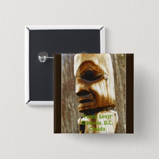 TOTEM SPIRIT Art Collectie Vierkante Button 5,1 Cm (Voorkant /achterkant)