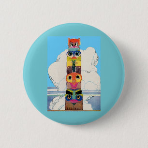 totempaal uit de jaren 20 ronde button 5,7 cm