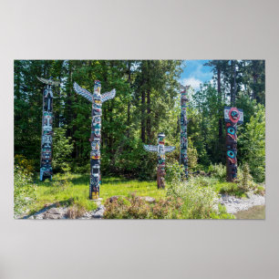 Totems in Stanley Park, Vancouver Canada Poster