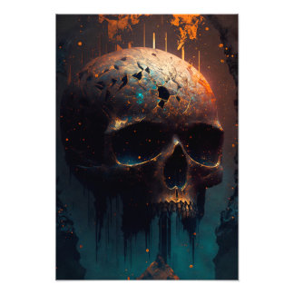 Totenkopf mit Apokalyptischem Hintergrund Foto Afdruk