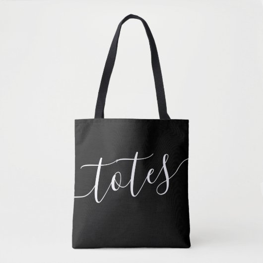 Totes Script Funny Sac fourre-tout noir et blanc (Devant)