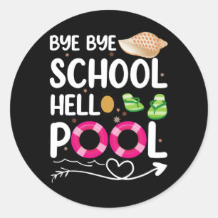 Totsiens School Hallo Zwembad Laatste Schooldag Ronde Sticker