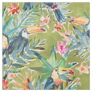 TOUCADISE Lush Tropical Palm Toucan Stof