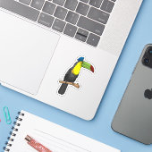 Toucan als politieagent sticker (Laptop met iPhone)