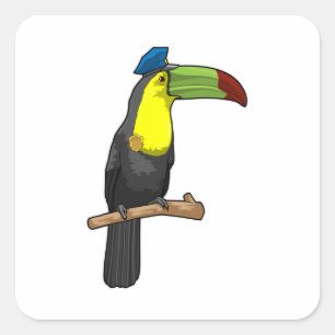 Toucan als politieagent vierkante sticker