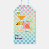 Toucan Bird Martini Polka Dot Birthday Cadeaulabel (Achterkant)