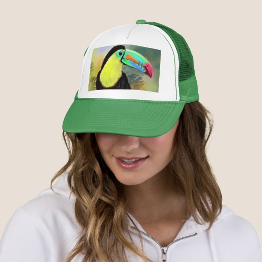 Toucan Bird Trucker Hat Toco Trucker Pet (In situ)
