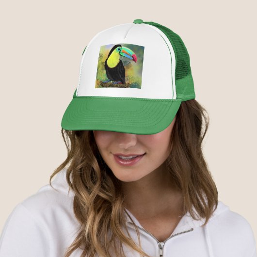 Toucan Bird Trucker Hat Toco Trucker Pet (In situ)