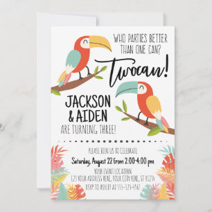 Toucan Birthday Invitation Brothers Boy Twocan Kaart