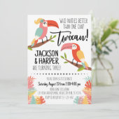 Toucan Birthday Invitation Siblings Brother Sister Kaart (Staand voorkant)