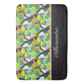 Toucan Black and White Monogram Tropical Flower Badmat (Voorkant Verticaal)