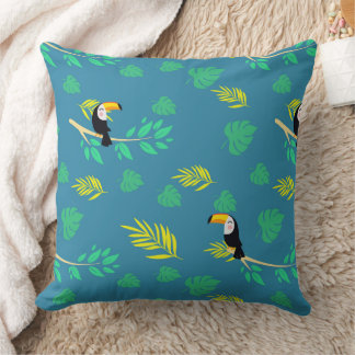 Toucan Blauw en Groen Tropisch Regenwoud Kussen