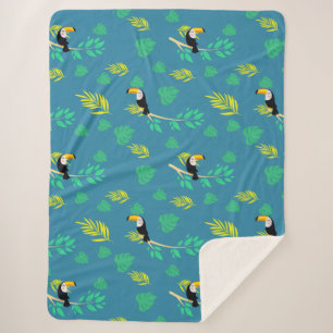 Toucan Blue en Green Tropical Rainforest Sherpa Deken