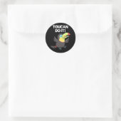 Toucan Do It Funny Positive Bird Pun Dark BG Ronde Sticker (Tas)