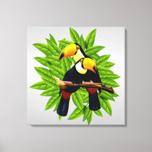 Toucan Duo Silver Canvas Afdruk