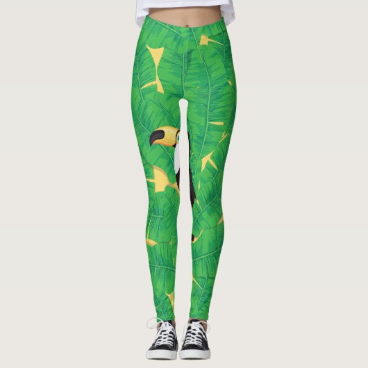 Toucan- en banaanbladeren leggings (Voorkant)