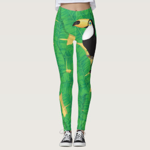 Toucan- en banaanbladeren leggings