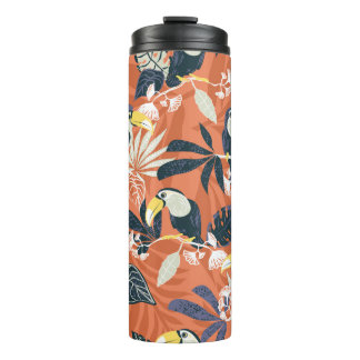 toucan en oerwoud naadloos patroon thermosbeker