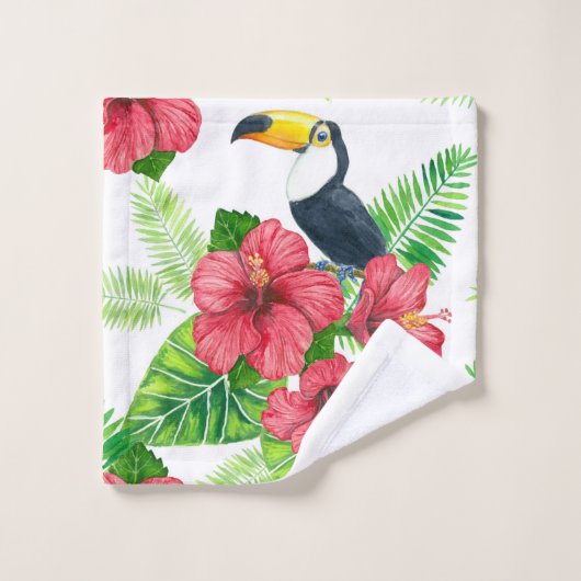 Toucan en tropical bouquet bad handdoek (Wasdoekje)