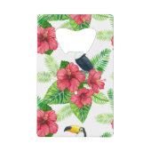 Toucan en tropical bouquet kredietkaart flessenopener (Voorkant)