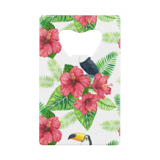 Toucan en tropical bouquet kredietkaart flessenopener (Voorkant)