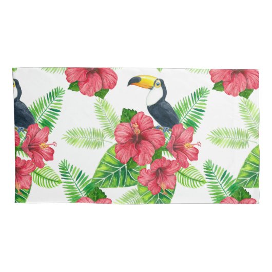 Toucan en tropical bouquet kussensloop (Achterkant-Rechts)