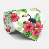 Toucan en tropical bouquet stropdas (Opgerold)