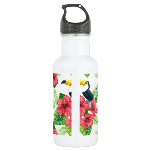 Toucan en tropical bouquet waterfles (Achterkant)