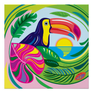 Toucan en tropische bladeren perfect poster