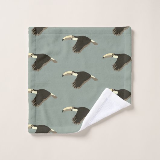 Toucan Exotic Animal Motif Sage Vert (Gant de toilette)