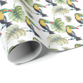 Toucan Exotische Monstera Waterverf Illustratie Cadeaupapier (Rol Hoek)